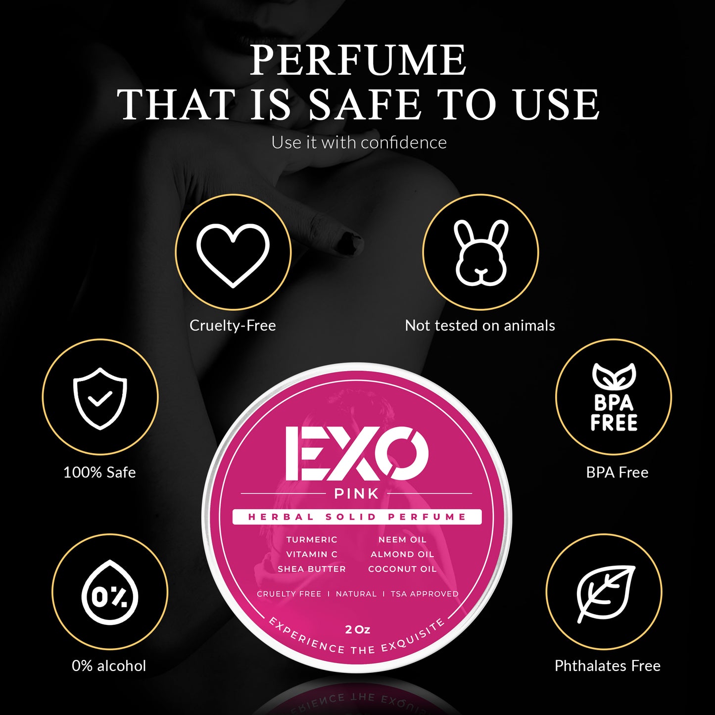 EXO Pink Herbal Eau de Parfum Solid Perfume, Floral & Sweet, 2 oz