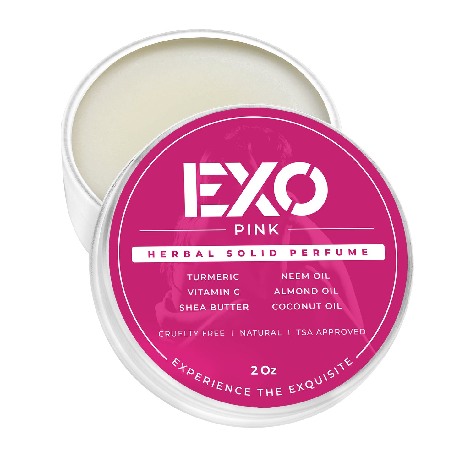 (2 Pack Gift Box) EXO Pink Herbal Eau de Parfum Solid Perfume, Floral & Sweet, 2 oz